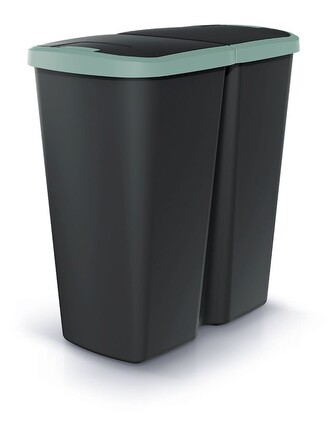 Odpadkový koš COMPACTO DUO černý/zelený, varianta 45 l