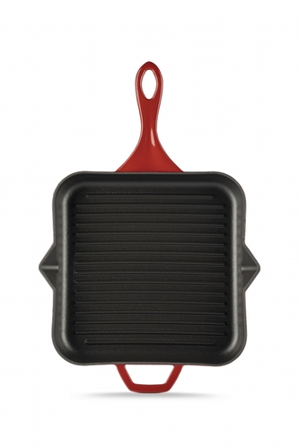 Hósse, Grilovací pánev čtvercová, 28 x 28 cm, (HS K GTV), vroubkovaná, červená