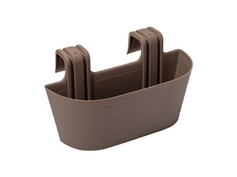 Gardino, truhlík na zábradlí FINESA 44 x 15 cm, vysoký 24,5 cm, mocca