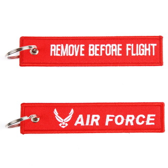 Přívěsek na klíče Fostex Remove before flight US Air Force - červený