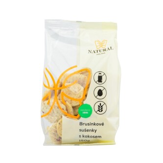 Natural Jihlava Brusinkové sušenky s kokosem, bezlepkové 150 g