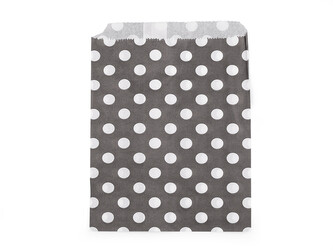 Papírový sáček chevron, puntík 13x17 cm - 100 ks - 2 bílo-černá puntíky