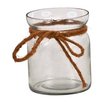 Skleněný svícen s mašličkou 12x9,8 cm, 2. jakost