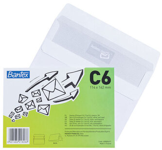 Koperta C6 biała SK 50 szt, Bantex