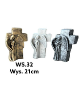 Figura krzyż z aniołem 8x14x22cmsrebrny