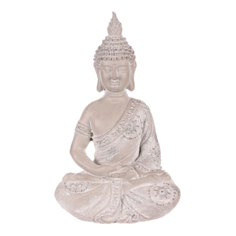 Buddha - soška z polyresinu, šedá