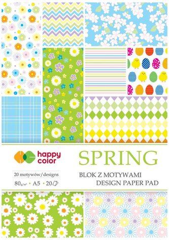 Blok z motywami Spring  A5, 20 ark. 80g, Happy Color