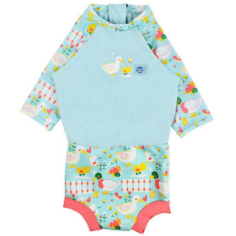 Splash About Plavky Happy Nappy kostýmek 3/4 rukáv Sunsuit Malé kačenky  Vel. M (3-8 měs.)
