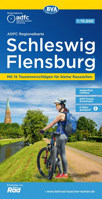 ADFC-Regionalkarte Schleswig Flensburg, 1:75.000, mit Tagestourenvorschlägen, reiß- und wetterfest, E-Bike-geeignet, GPS-Tracks