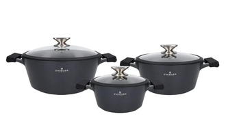 ZWIEGER BLACK STONE Komplet 6el garnków20cm-2L/24cm-3,5L/28-5,5L