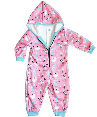 Splash About Nepromokavá neoprenová kombinéza s fleecovou podšívkou Zvířátka Růžová Vel. 1-2 roky