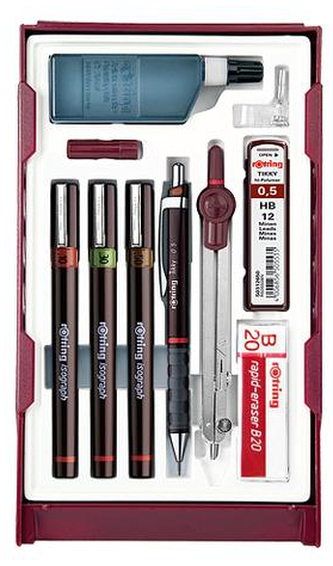 Tuszografy Isograph kpl.Combi Master 0.1+0.3+0.5mm, Rotring