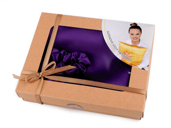 Sada na spaní, saténový povlak na polštář a gumička - 1 ks - 18 fialová purpura