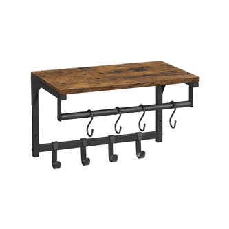 VASAGLE Nástěnná police 8 háčků, industriální 40 x 24 x 24 cm