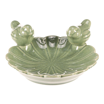 Pítko pro ptáčky - tvar květ, keramika, zelené