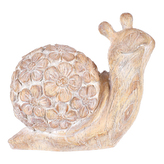 Šnek - polyresin, menší, vzor květin, imitace dřeva