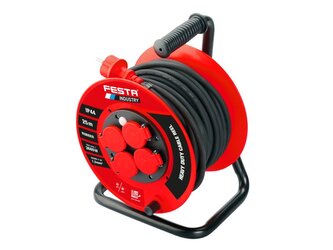 Kabel prodlužovací na bubnu venkovní FESTA INDUSTRY 3x1.5mm 25m 230V max 3680W 4 zásuvky guma IP44