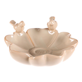 Pítko pro ptáčky - tvar květ, keramika, krémové