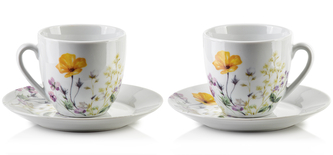 JOY Komplet 6 filiżanek ze spodkiem 250ml