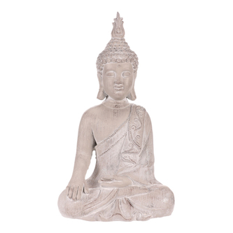 Buddha - soška z polyresinu, šedá