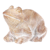 Žába - zahradní figurka, menší, polyresin, imitace dřeva