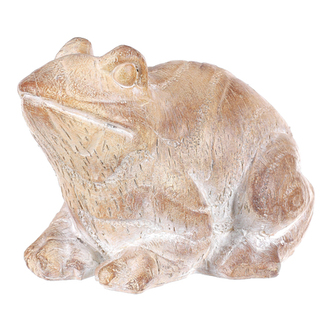 Žába - zahradní figurka, menší, polyresin, imitace dřeva