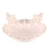 Pítko pro ptáčky - tvar květ, keramika, bílé