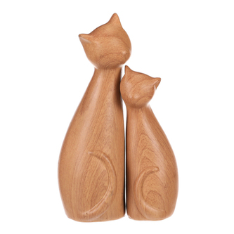 Kočky - polyresinové figurky, imitace dřeva, cena za sadu 2 ks