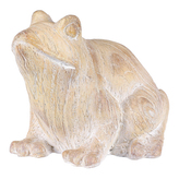 Žába - zahradní figurka, větší, polyresin, imitace dřeva