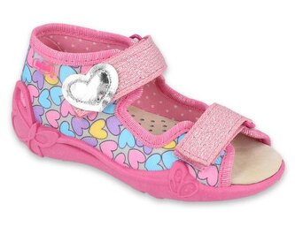 342P014 18 - dívčí sandálky, kožená stélka,srdíčka 342P014_21