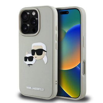 Karl Lagerfeld 3D Rubber Double Heads Zadní Kryt pro iPhone 16 Pro Max Beige Karl Lagerfeld 3D Rubber Double Heads Zadní Kryt pro iPhone 16 Pro Max Beige