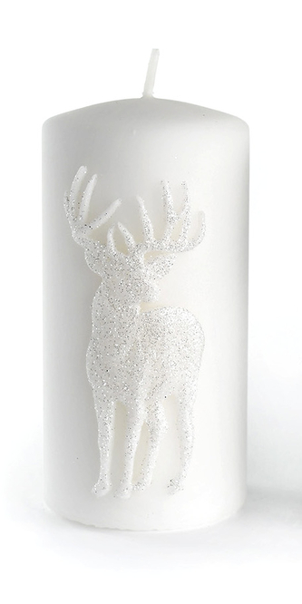 Świeca JELEŃ ALP walec duży parafinowa 7xh17,5 BIAŁA