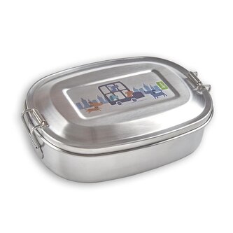 Nerezový box na svačinu psi, modrý (18x12x5 cm)  sigikid