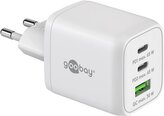 Adaptér 230V na 2x USB-C a 1x USB-A PD (Quick charge) 65W, bílý