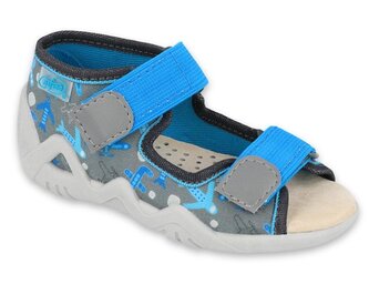 350P007 18 - chlapecké sandálky šedé,kožená stélka 350P007_22