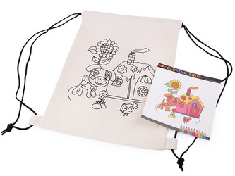 Bavlněný pytlík / vak na přezůvky k domalování 27x35 cm - 1 ks - 3 režná světlá pejsek