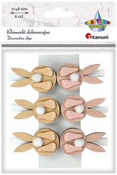 Spinacze drewniane 6 królików 191012, Craft Fun