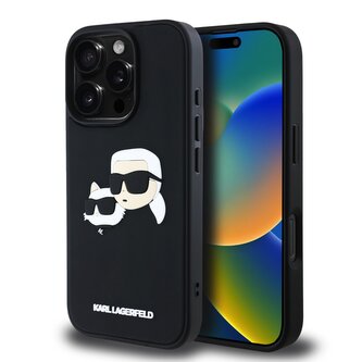 Karl Lagerfeld 3D Rubber Double Heads Zadní Kryt pro iPhone 16 Pro Max Black Karl Lagerfeld 3D Rubber Double Heads Zadní Kryt pro iPhone 16 Pro Max Black