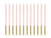 Świeczki urodzinowe gładkie różowe 14cm 12szt
