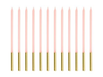 Świeczki urodzinowe gładkie różowe 14cm 12szt