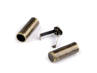 Kovová koncovka na šňůru dvoudílná s pojistkou Ø6 mm - 20 ks - 4 staromosaz