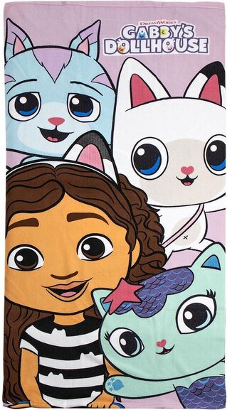 Dětský ručník - osuška Gabby's Dollhouse|Gábinin kouzelný domek: Nejlepší kamarádi (70 x 140 cm)