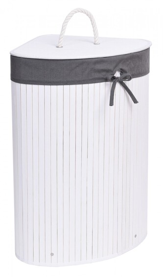 Bambusový koš na prádlo Eira 60  bílý/šedý