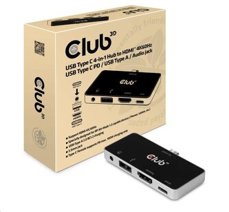 Club3D Multiport USB-C 3.1 na 3x HDMI 2.0b + 1 USB 2.0 + USB-C charge + audio jack female