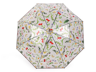 Dámský / dívčí průhledný vystřelovací deštník luční květy - 1 ks - 5 hnědá