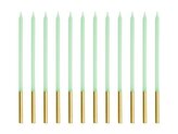 Świeczki urodzinowe gładkie zielone 14cm 12szt