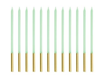 Świeczki urodzinowe gładkie zielone 14cm 12szt