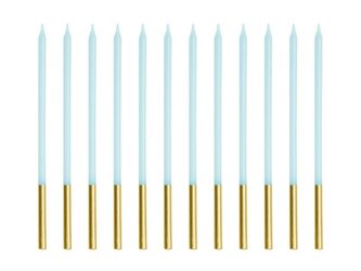 Świeczki urodzinowe gładkie błękitne 14cm 12szt