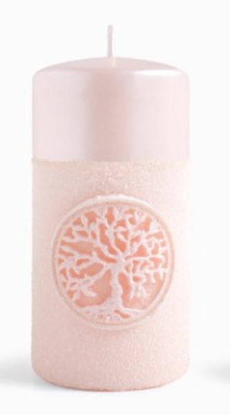Świeca DRZEWKO SZCZĘŚCIA Walec średni parafinowa 7x11,5cm różowa