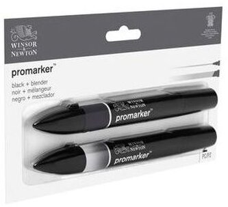 Markery dwustr. ProMarker zest. 2szt. Black + Blender, Winsor&Newton;